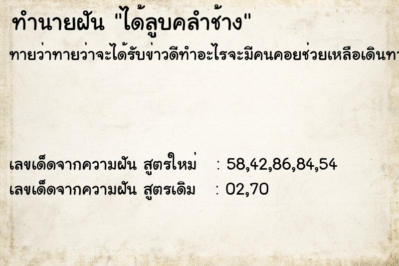 ทำนายฝันทำนายฝันได้ลูบคลำช้าง