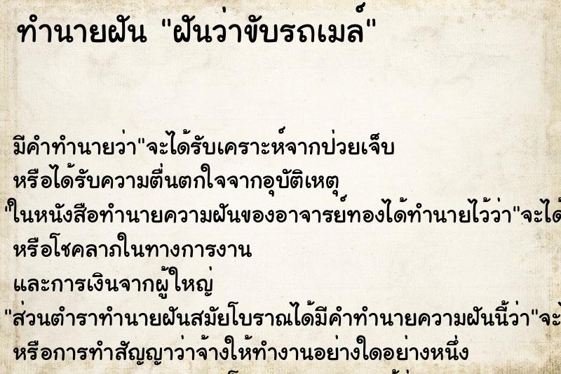 ทำนายฝัน ฝันว่าขับรถเมล์ ทำนายฝัน ฝันว่าขับรถเมล์