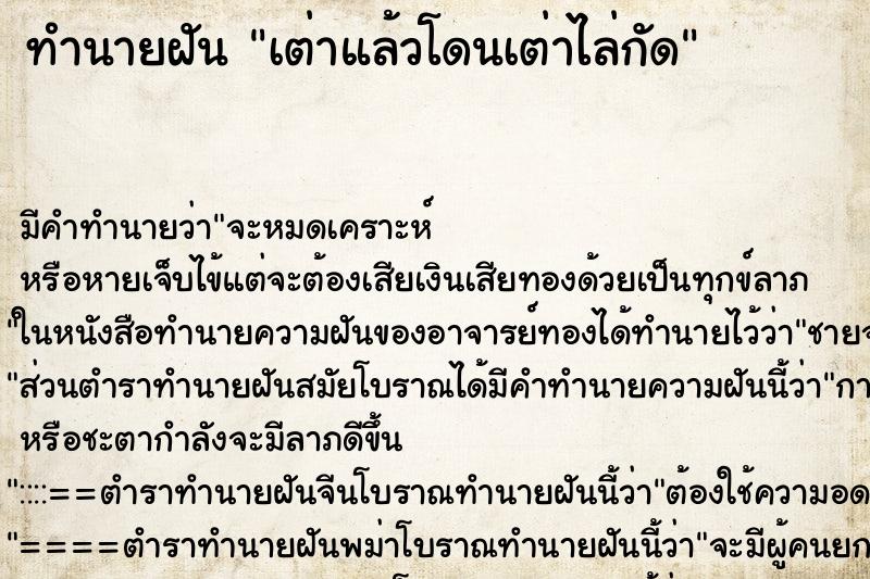 ทำนายฝัน เต่าแล้วโดนเต่าไล่กัด ทำนายฝัน เต่าแล้วโดนเต่าไล่กัด