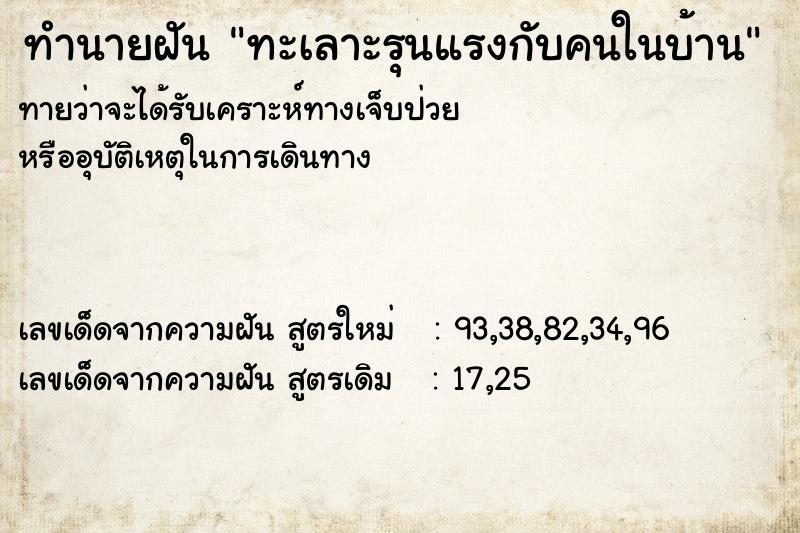 ทำนายฝันทะเลาะรุนแรงกับคนในบ้าน ทำนายฝันทำนายฝันทะเลาะรุนแรงกับคนในบ้าน