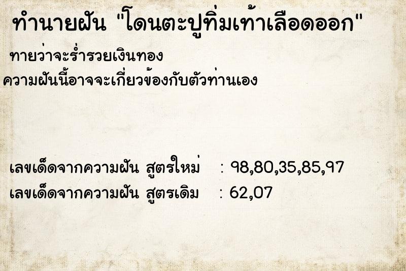 ทำนายฝันทำนายฝันโดนตะปูทิ่มเท้าเลือดออก