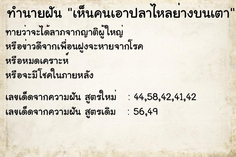ทำนายฝัน เห็นคนเอาปลาไหลย่างบนเตา