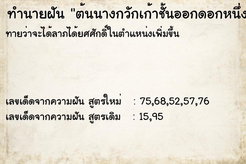 ทำนายฝันทำนายฝันต้นนางกวักเก้าชั้นออกดอกหนึ่งดอก