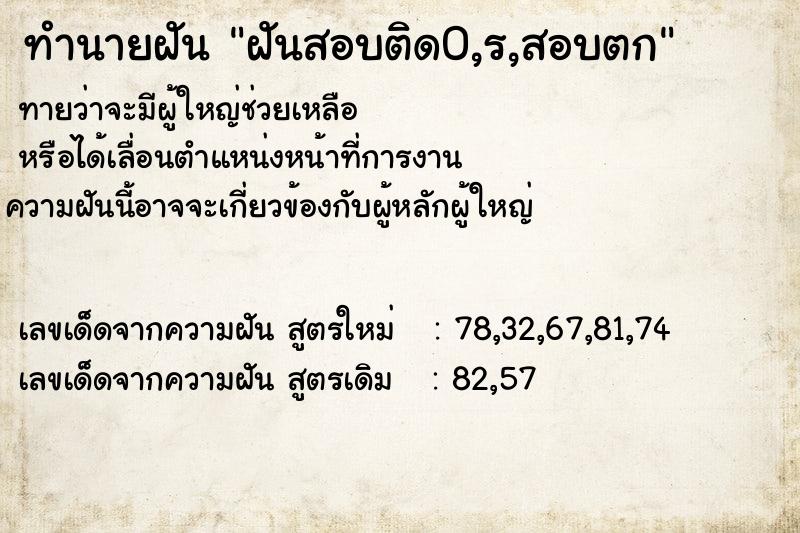 ทำนายฝันทำนายฝันฝันสอบติด0,ร,สอบตก
