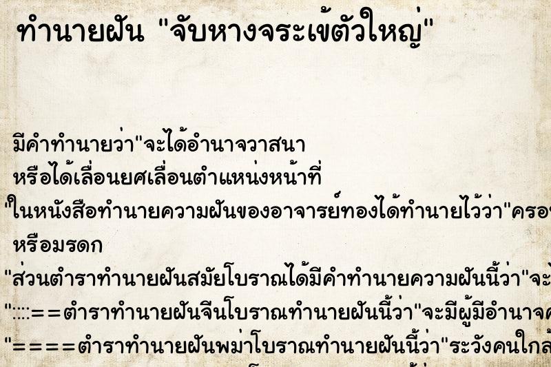 ทำนายฝันทำนายฝันจับหางจระเข้ตัวใหญ่