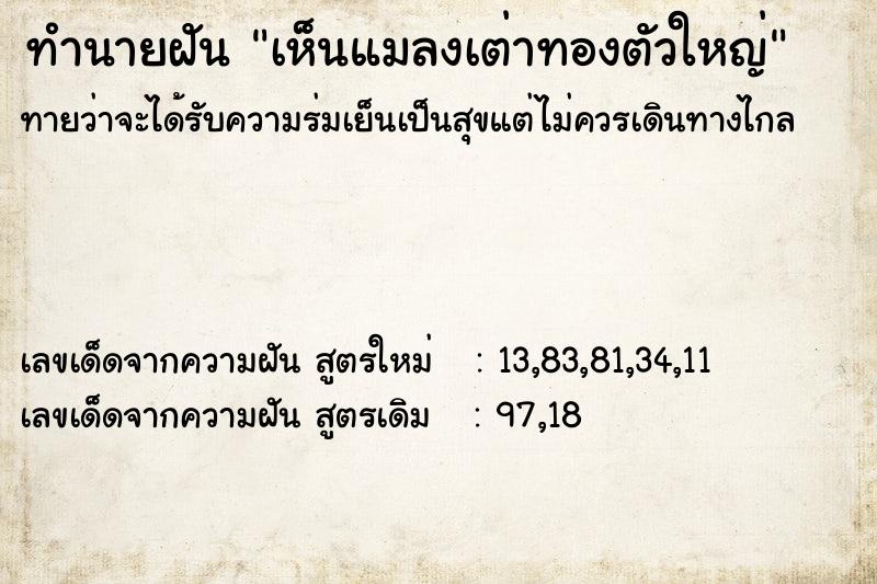 ทำนายฝันทำนายฝันเห็นแมลงเต่าทองตัวใหญ่