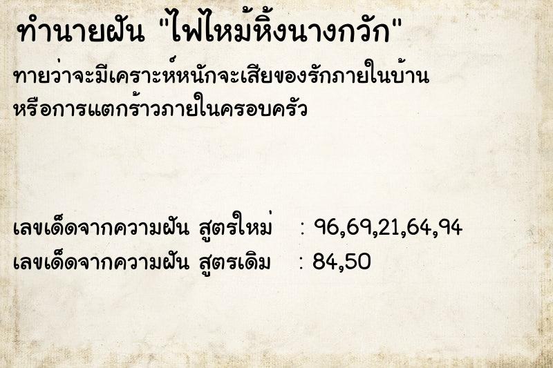 ทำนายฝันไฟไหม้หิ้งนางกวัก ทำนายฝันทำนายฝันไฟไหม้หิ้งนางกวัก
