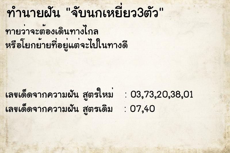 ทำนายฝันทำนายฝันจับนกเหยี่ยว3ตัว
