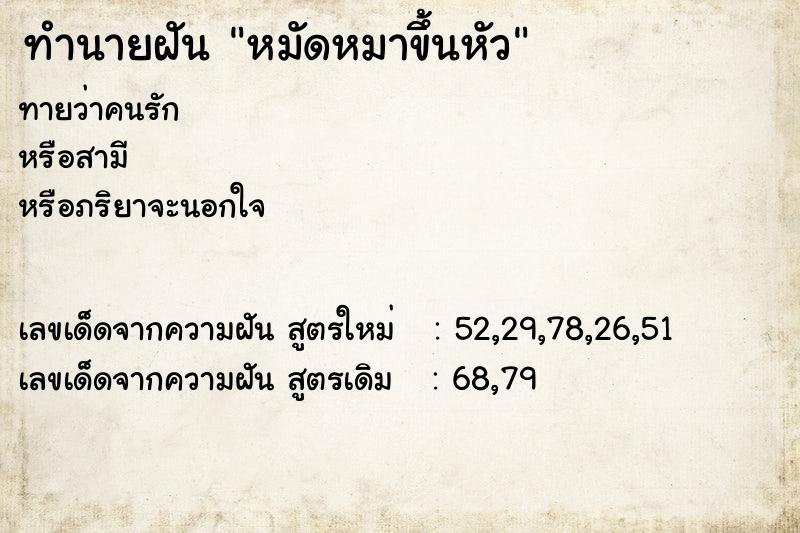 ทำนายฝัน หมัดหมาขึ้นหัว ทำนายฝัน หมัดหมาขึ้นหัว