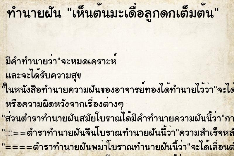 ทำนายฝัน เห็นต้นมะเดื่อลูกดกเต็มต้น ตำราโบราณ แม่นที่สุดในโลก