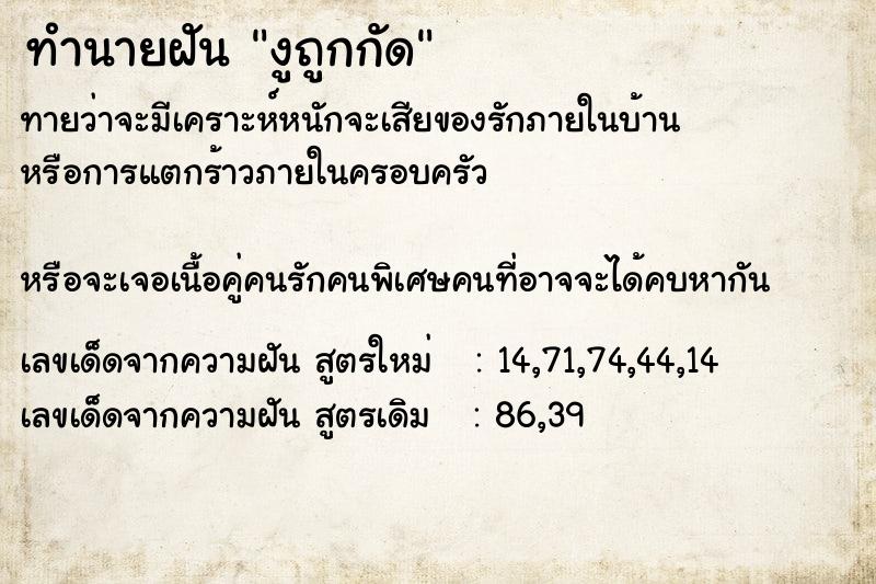 ทำนายฝัน งูถูกกัด ทำนายฝัน งูถูกกัด