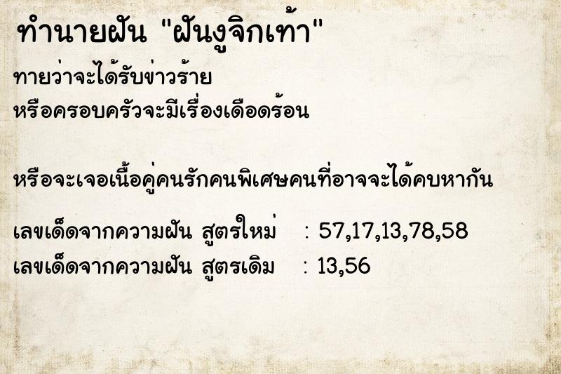 ทำนายฝันฝันงูจิกเท้า ทำนายฝันทำนายฝันฝันงูจิกเท้า