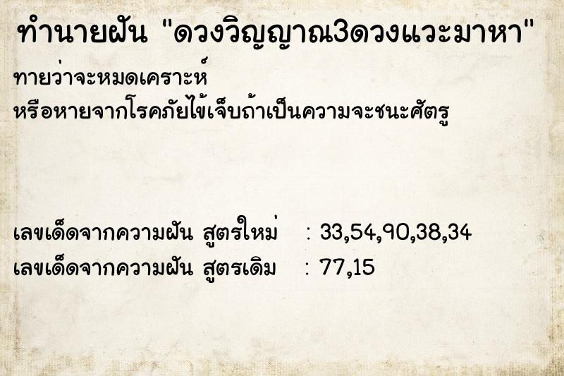 ทำนายฝันทำนายฝันดวงวิญญาณ3ดวงแวะมาหา
