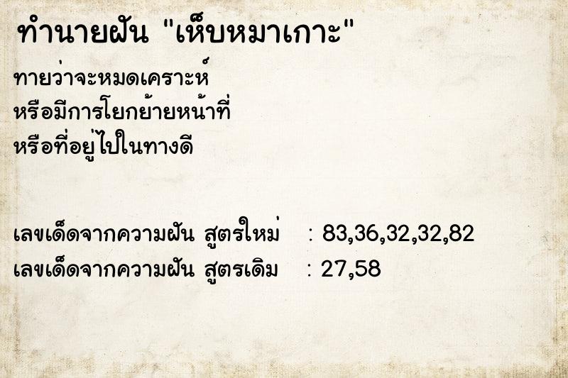ทำนายฝันทำนายฝันเห็บหมาเกาะ