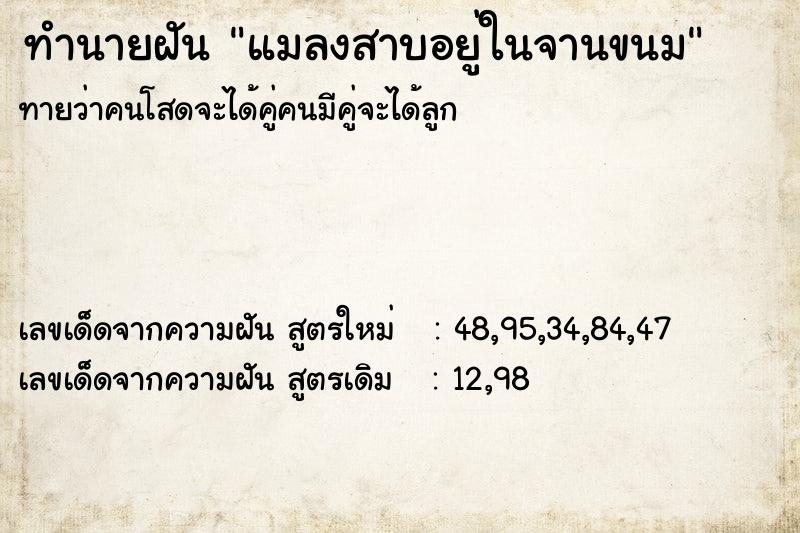 ทำนายฝันแมลงสาบอยู่ในจานขนม ทำนายฝันทำนายฝันแมลงสาบอยู่ในจานขนม