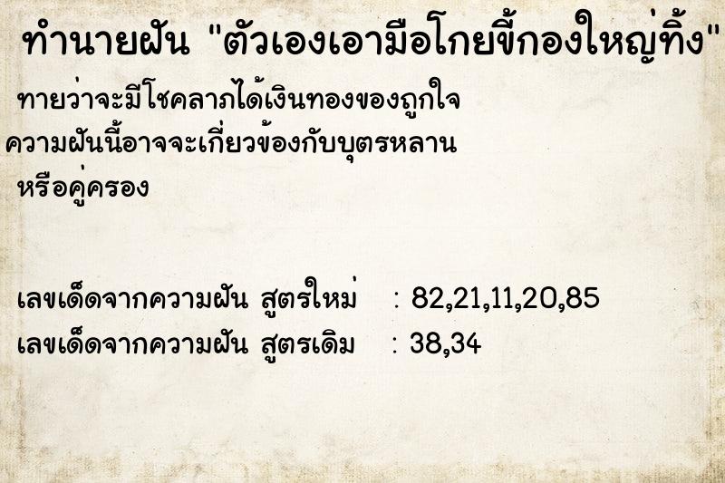 ทำนายฝันทำนายฝันตัวเองเอามือโกยขี้กองใหญ่ทิ้ง