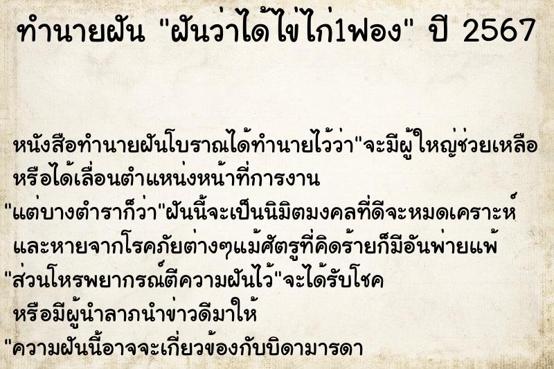 ทำนายฝันฝันว่าได้ไข่ไก่1ฟอง ทำนายฝันทำนายฝันฝันว่าได้ไข่ไก่1ฟอง