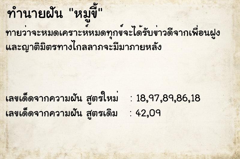 ทำนายฝัน หมูขี้