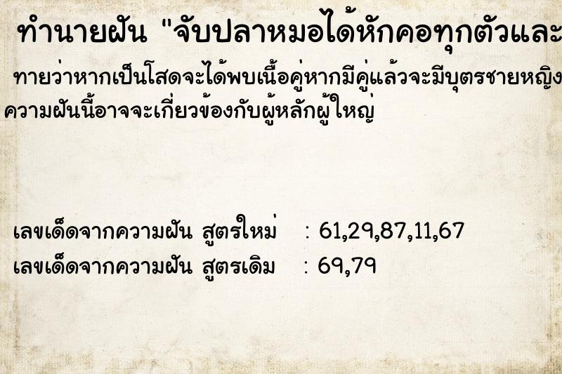 ทำนายฝัน จับปลาหมอได้หักคอทุกตัวและตกเบ็ดก็ได้ปลาหมอ ทำนายฝัน จับปลาหมอได้หักคอทุกตัวและตกเบ็ดก็ได้ปลาหมอ