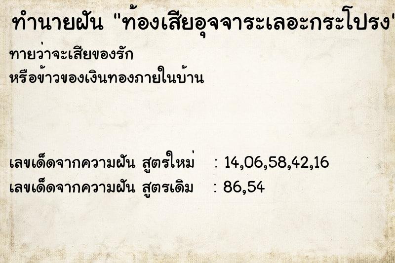 ทำนายฝันทำนายฝันท้องเสียอุจจาระเลอะกระโปรง