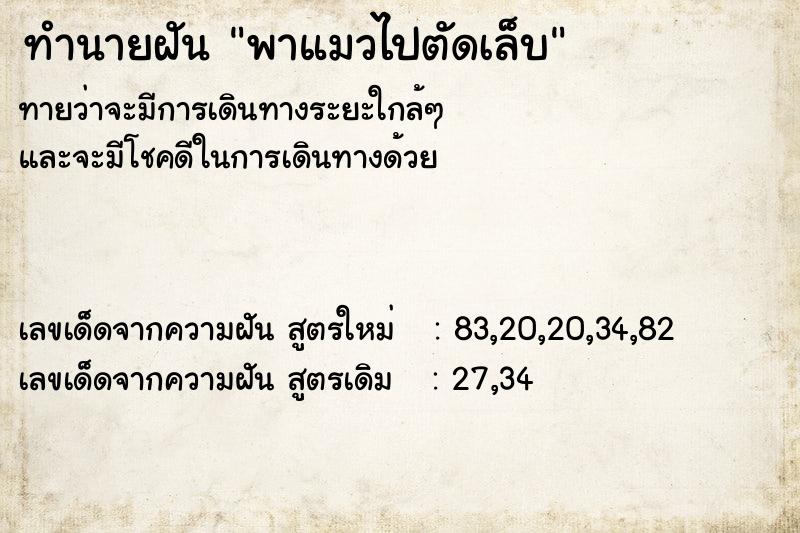ทำนายฝัน พาแมวไปตัดเล็บ