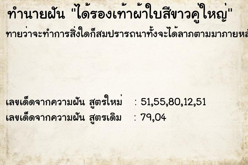 ทำนายฝันทำนายฝันได้รองเท้าผ้าใบสีขาวคู่ใหญ่