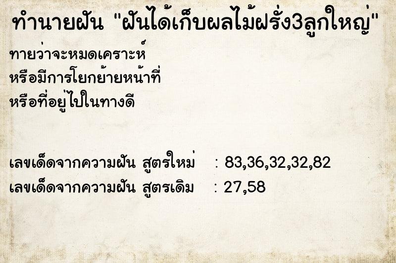 ทำนายฝันฝันได้เก็บผลไม้ฝรั่ง3ลูกใหญ่ ทำนายฝันทำนายฝันฝันได้เก็บผลไม้ฝรั่ง3ลูกใหญ่