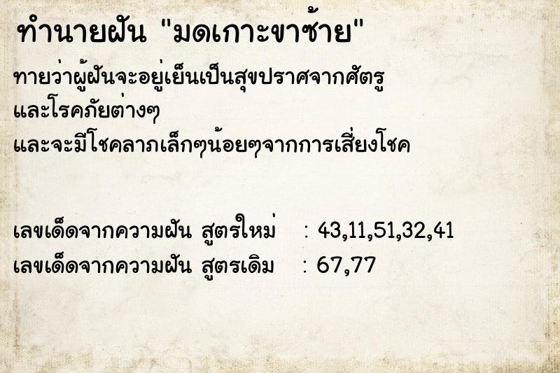 ทำนายฝันทำนายฝันมดเกาะขาซ้าย