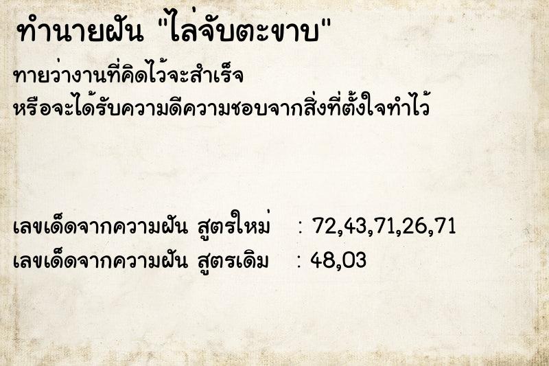 ทำนายฝันไล่จับตะขาบ ทำนายฝันทำนายฝันไล่จับตะขาบ