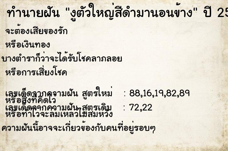 ทำนายฝัน งูตัวใหญ่สีดำมานอนข้าง ทำนายฝัน งูตัวใหญ่สีดำมานอนข้าง