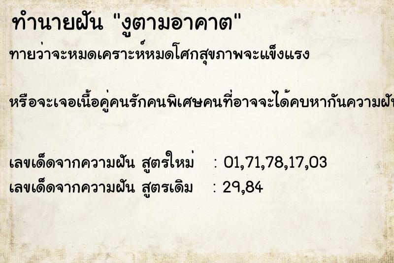 ทำนายฝันงูตามอาคาต ทำนายฝันทำนายฝันงูตามอาคาต