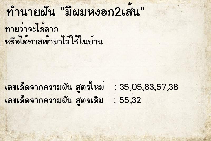 ทำนายฝันทำนายฝันมีผมหงอก2เส้น