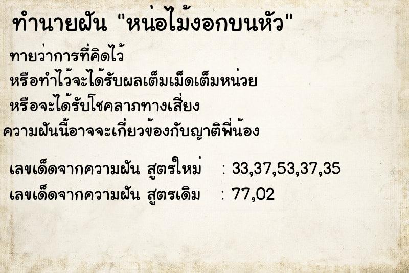 ทำนายฝันทำนายฝันหน่อไม้งอกบนหัว