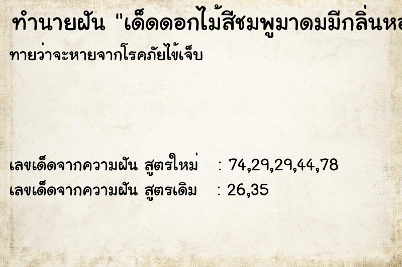 ทำนายฝันเด็ดดอกไม้สีชมพูมาดมมีกลิ่นหอมชื่นใจ ทำนายฝันทำนายฝันเด็ดดอกไม้สีชมพูมาดมมีกลิ่นหอมชื่นใจ