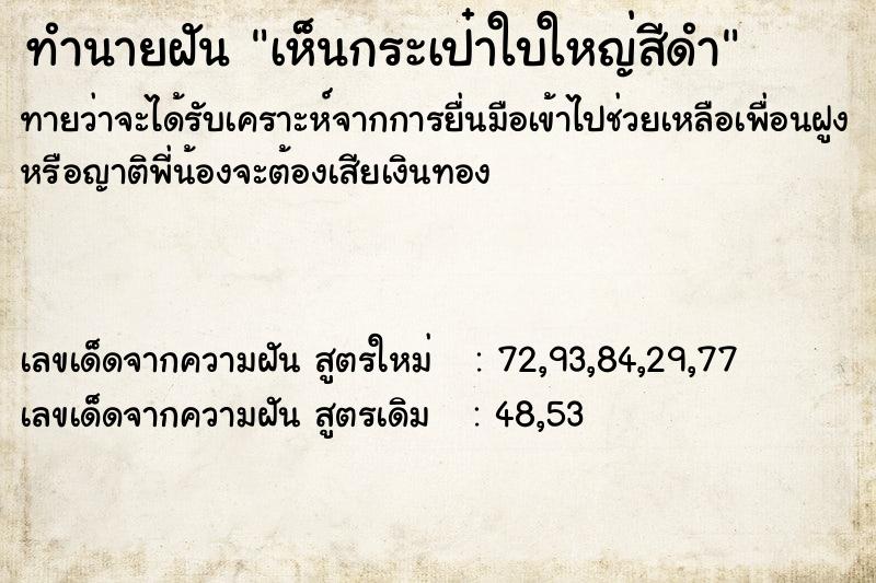 ทำนายฝัน เห็นกระเป๋าใบใหญ่สีดำ ทำนายฝัน เห็นกระเป๋าใบใหญ่สีดำ