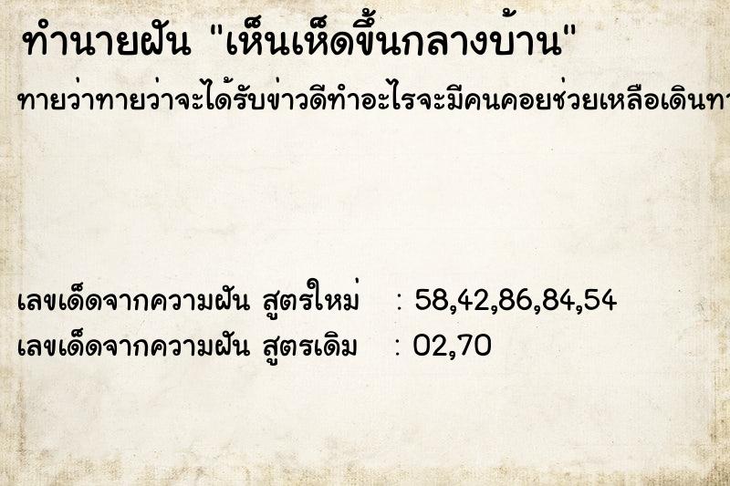 ทำนายฝันเห็นเห็ดขึ้นกลางบ้าน ทำนายฝันทำนายฝันเห็นเห็ดขึ้นกลางบ้าน