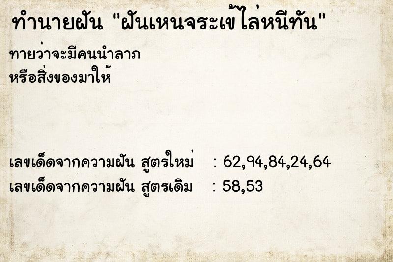 ทำนายฝันฝันเหนจระเข้ไล่หนีทัน ทำนายฝันทำนายฝันฝันเหนจระเข้ไล่หนีทัน