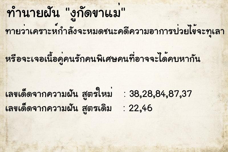 ทำนายฝันทำนายฝันงูกัดขาแม่