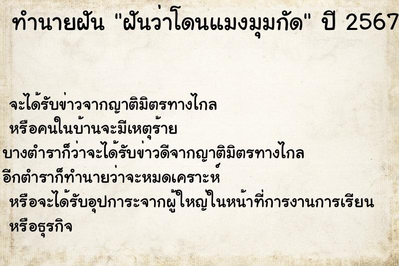 ทำนายฝันฝันว่าโดนแมงมุมกัด ทำนายฝันทำนายฝันฝันว่าโดนแมงมุมกัด