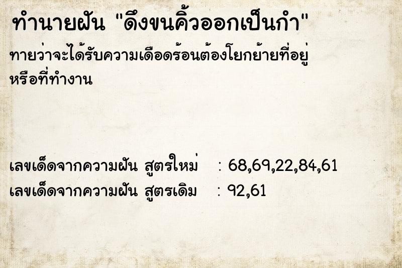 ทำนายฝันดึงขนคิ้วออกเป็นกำ ทำนายฝันทำนายฝันดึงขนคิ้วออกเป็นกำ