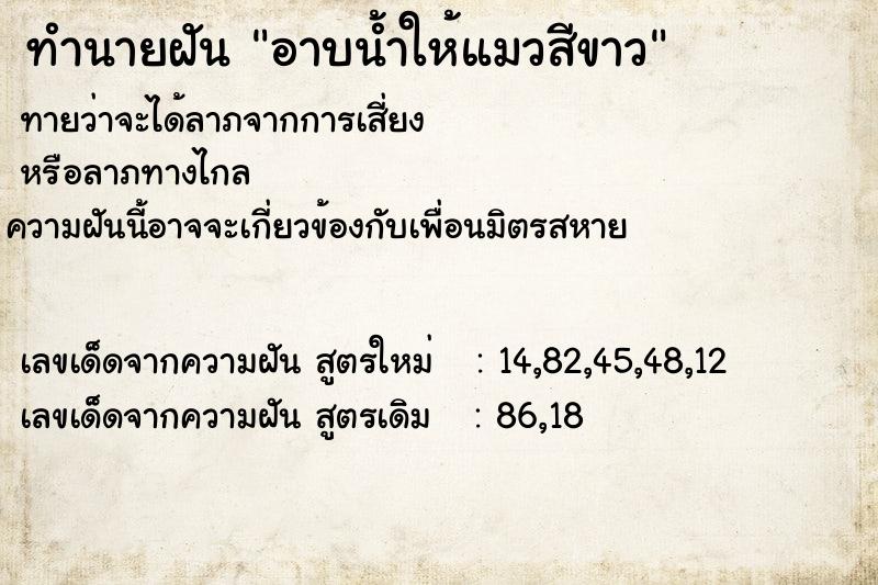 ทำนายฝันbe3252c6de80e69a082f820e4ed89c5cอาบน้ำให้แมวสีขาว ทำนายฝันทำนายฝันbe3252c6de80e69a082f820e4ed89c5cอาบน้ำให้แมวสีขาว