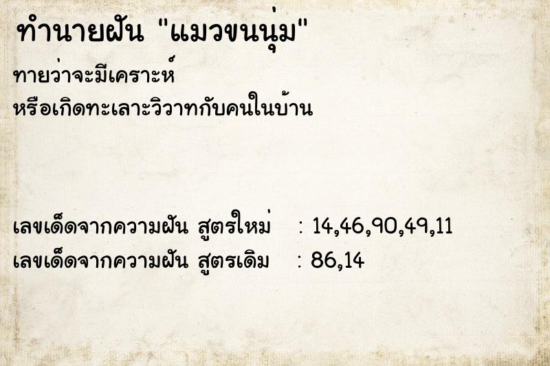 ทำนายฝันทำนายฝันแมวขนนุ่ม
