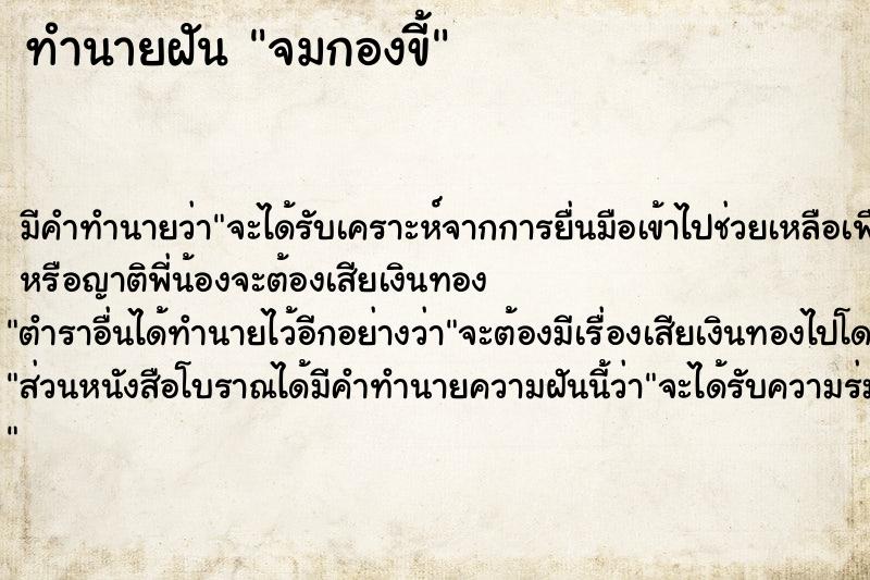 ทำนายฝัน จมกองขี้ ทำนายฝัน จมกองขี้