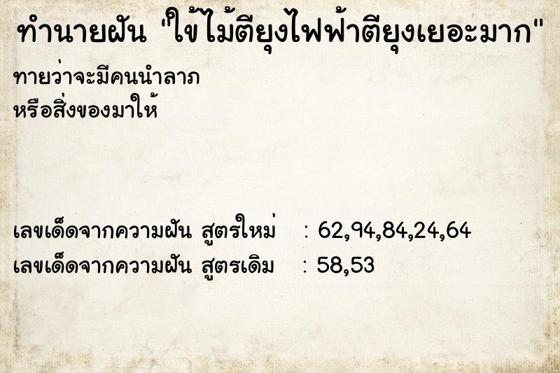 ทำนายฝันใข้ไม้ตียุงไฟฟ้าตียุงเยอะมาก ทำนายฝันทำนายฝันใข้ไม้ตียุงไฟฟ้าตียุงเยอะมาก