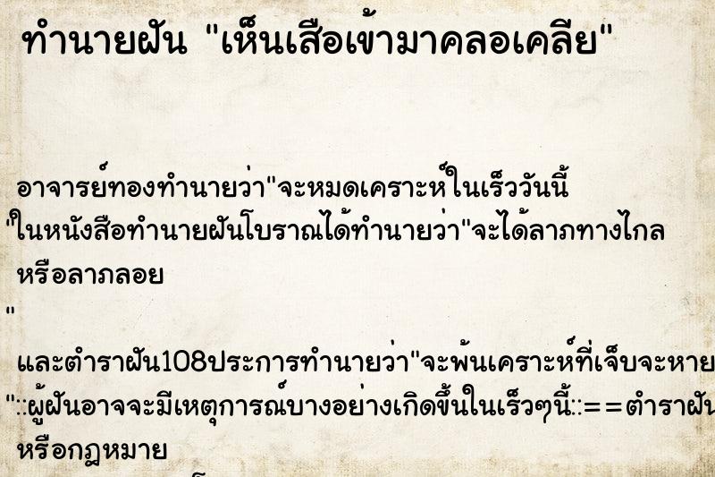 ทำนายฝัน เห็นเสือเข้ามาคลอเคลีย ตำราโบราณ แม่นที่สุดในโลก