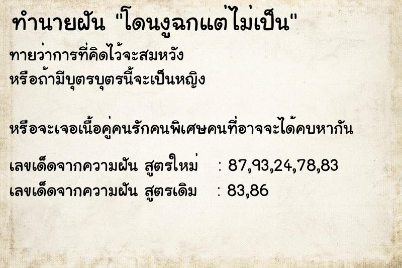 ทำนายฝันทำนายฝันโดนงูฉกแต่ไม่เป็น