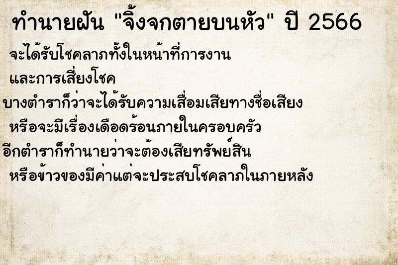 ทำนายฝันทำนายฝันจิ้งจกตายบนหัว