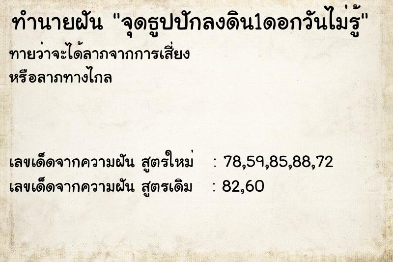 ทำนายฝันทำนายฝันจุดธูปปักลงดิน1ดอกวันไม่รู้