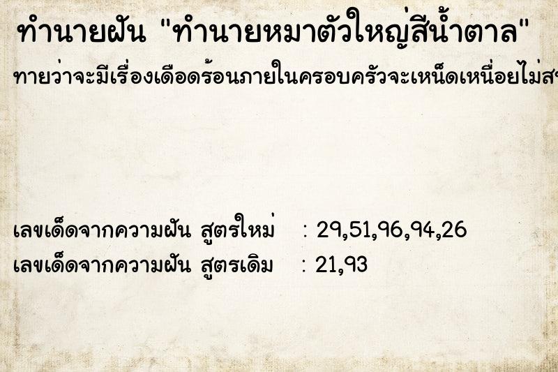 ทำนายฝันทำนายฝันทำนายหมาตัวใหญ่สีน้ำตาล