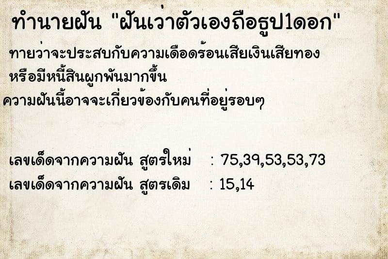 ทำนายฝันฝันเว่าตัวเองถือธูป1ดอก ทำนายฝันทำนายฝันฝันเว่าตัวเองถือธูป1ดอก